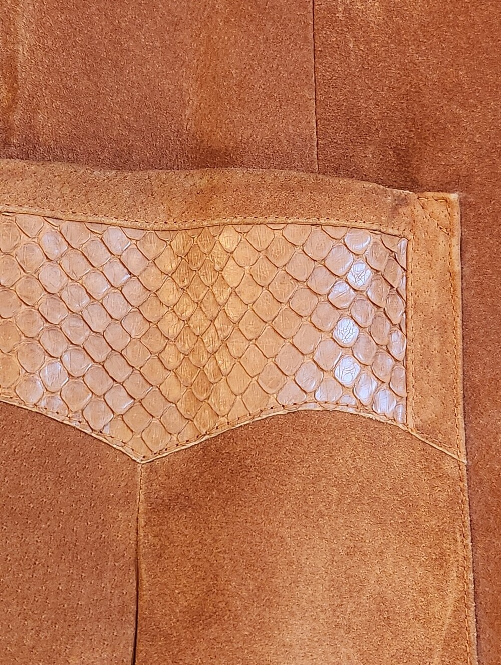 Vintage 70s Silton Blazer Men's 42Long Cognac Brown Suede Snake Embossed Western - Picture 5 of 16
